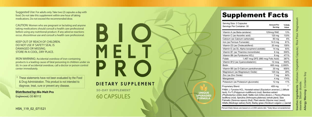 bio melt pro ingredients label