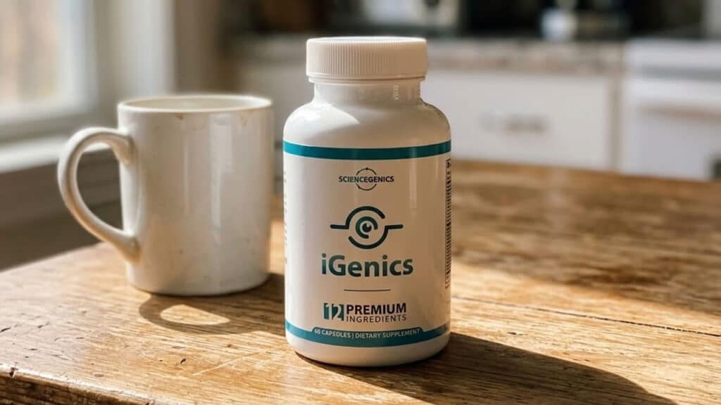 iGenics reviews 90 days results bottle on table
